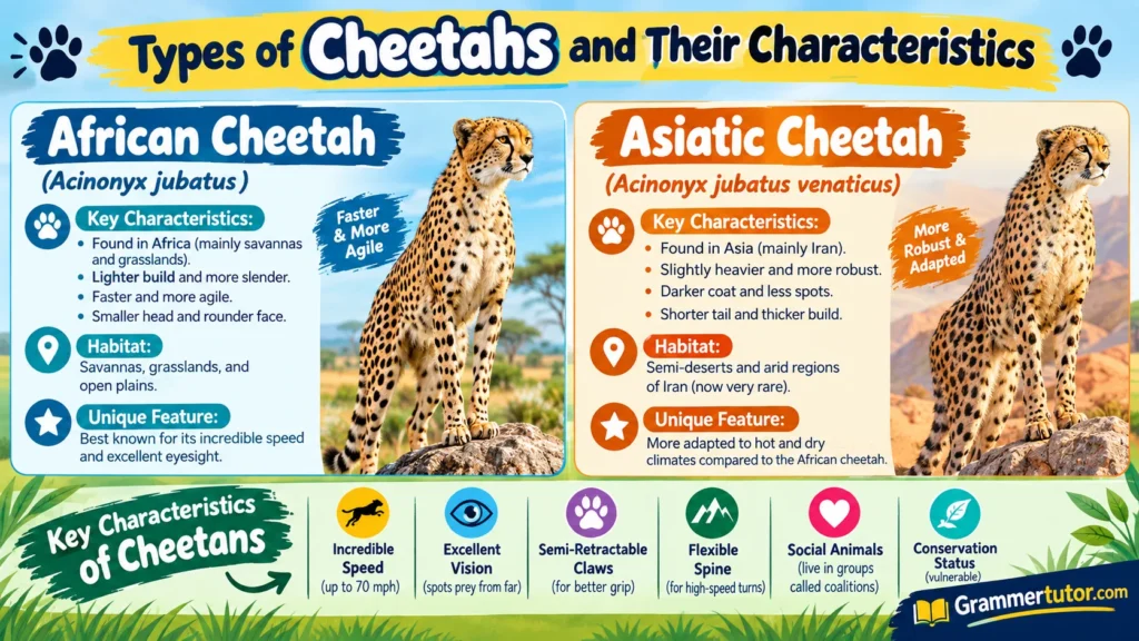Types of Cheetahs and Their Characteristics