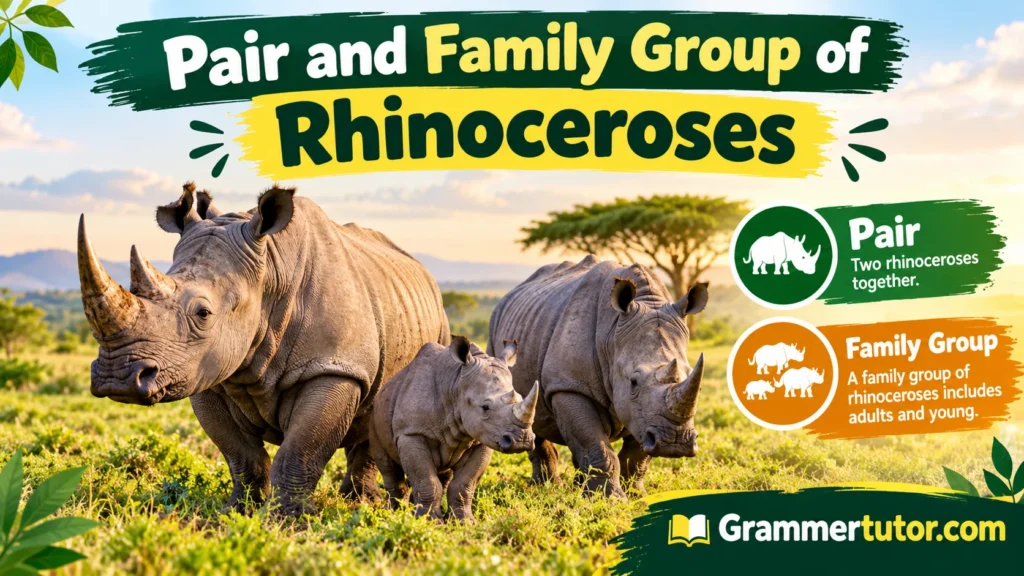 Pair and Family Group of Rhinoceroses